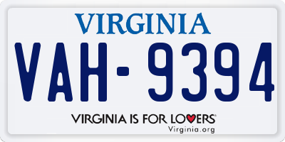 VA license plate VAH9394
