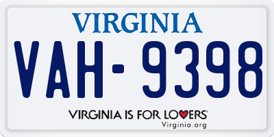 VA license plate VAH9398