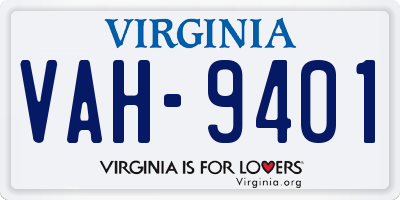 VA license plate VAH9401