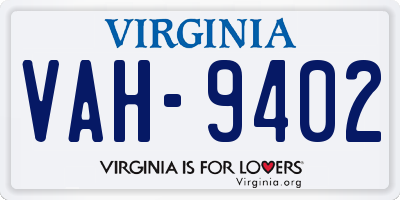VA license plate VAH9402