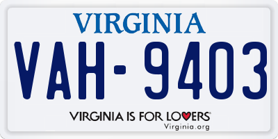 VA license plate VAH9403