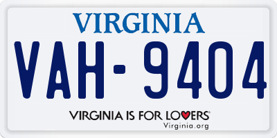VA license plate VAH9404