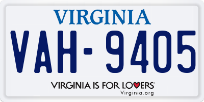 VA license plate VAH9405