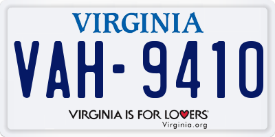 VA license plate VAH9410