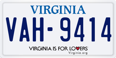 VA license plate VAH9414