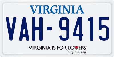 VA license plate VAH9415