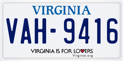 VA license plate VAH9416