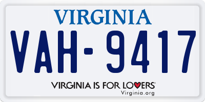 VA license plate VAH9417