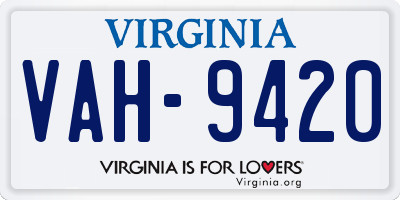 VA license plate VAH9420