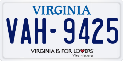 VA license plate VAH9425