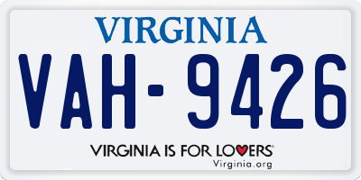 VA license plate VAH9426