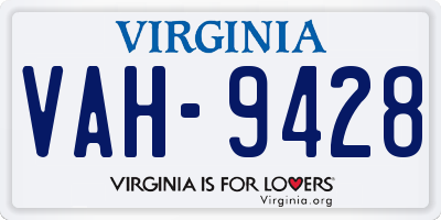 VA license plate VAH9428