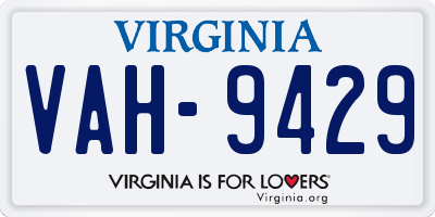 VA license plate VAH9429