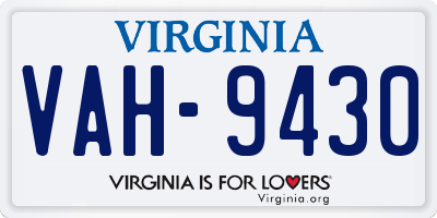 VA license plate VAH9430