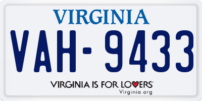 VA license plate VAH9433