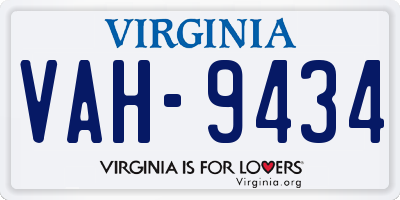 VA license plate VAH9434