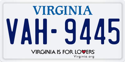 VA license plate VAH9445