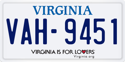 VA license plate VAH9451