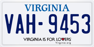 VA license plate VAH9453