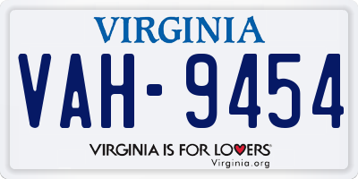 VA license plate VAH9454