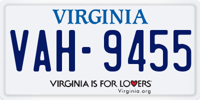 VA license plate VAH9455