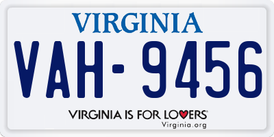 VA license plate VAH9456