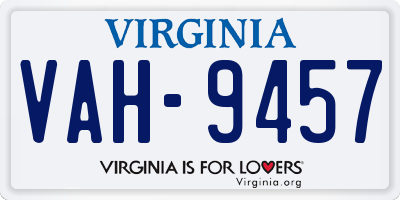 VA license plate VAH9457