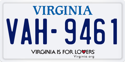 VA license plate VAH9461