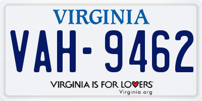 VA license plate VAH9462