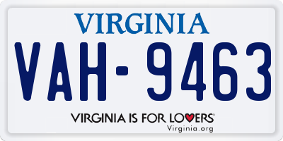 VA license plate VAH9463