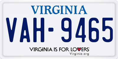 VA license plate VAH9465