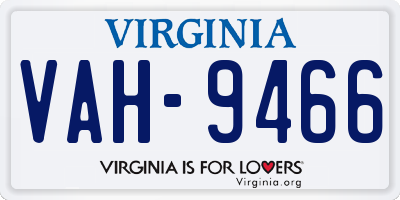 VA license plate VAH9466