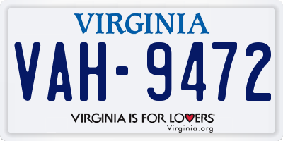 VA license plate VAH9472