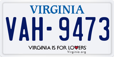 VA license plate VAH9473