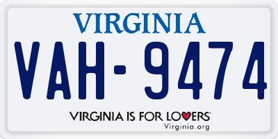VA license plate VAH9474