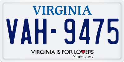 VA license plate VAH9475