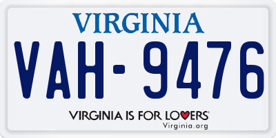 VA license plate VAH9476