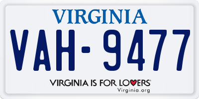 VA license plate VAH9477