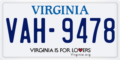 VA license plate VAH9478