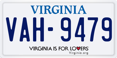 VA license plate VAH9479