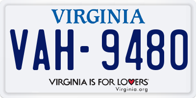 VA license plate VAH9480