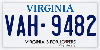 VA license plate VAH9482