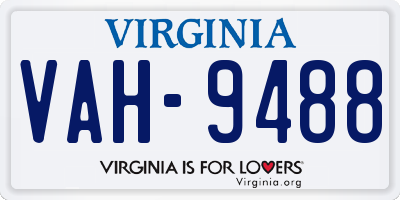 VA license plate VAH9488