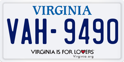 VA license plate VAH9490
