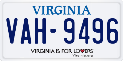 VA license plate VAH9496