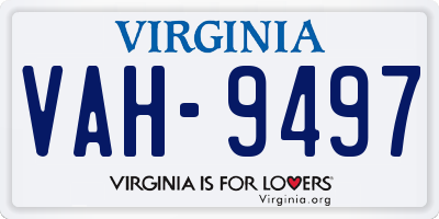 VA license plate VAH9497