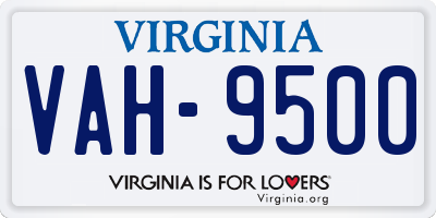 VA license plate VAH9500