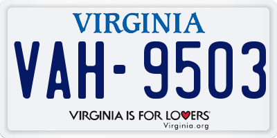 VA license plate VAH9503