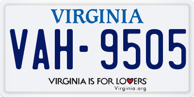 VA license plate VAH9505