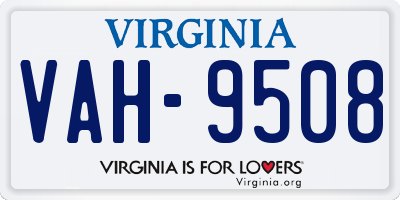 VA license plate VAH9508